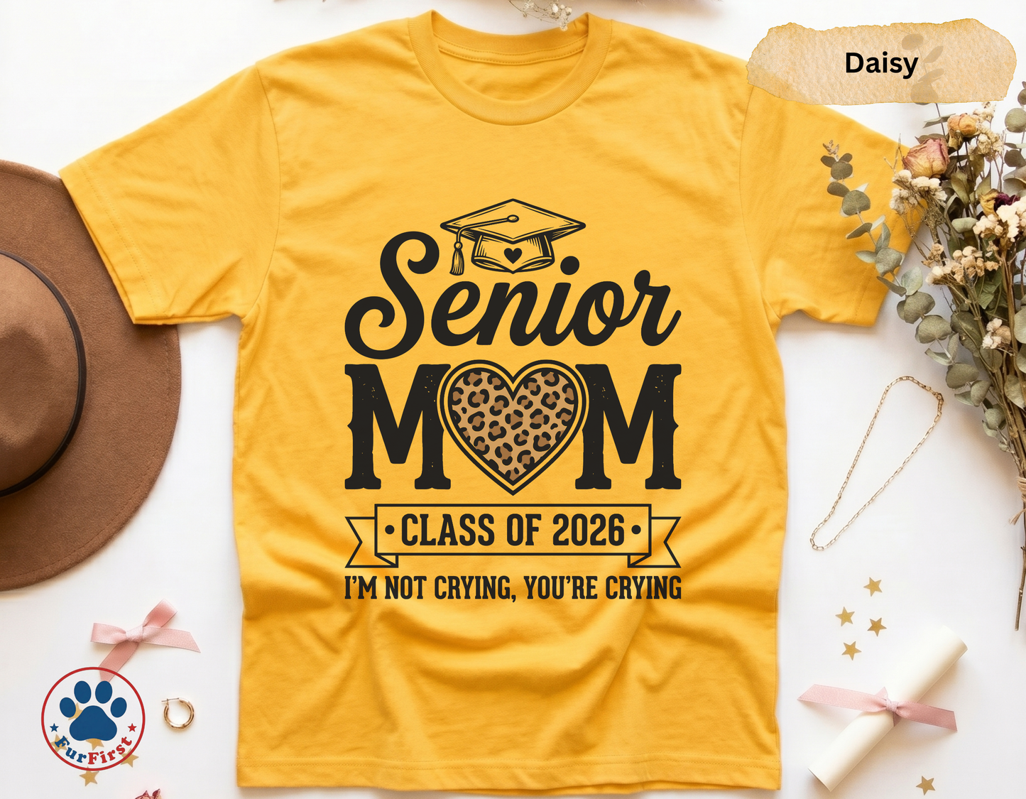 Senior Mom Shirt Class of 2026 — Funny Graduation Mom Tee, Proud Senior Mom Gift, Leopard Heart Mom Shirt