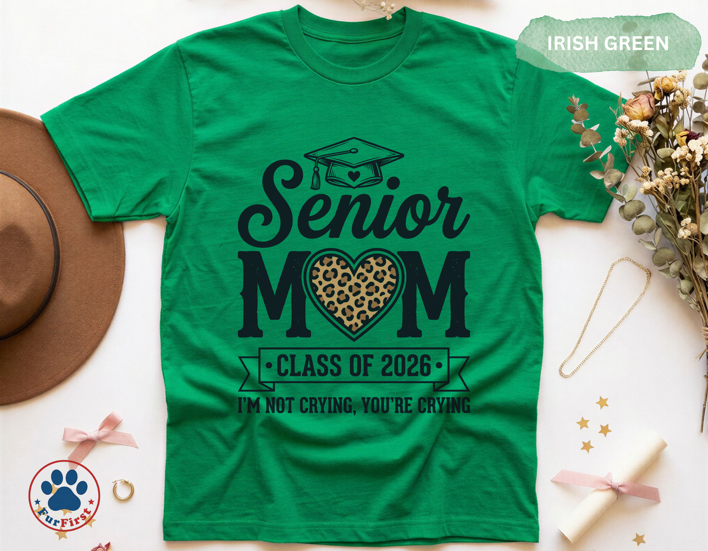 Senior Mom Shirt Class of 2026 — Funny Graduation Mom Tee, Proud Senior Mom Gift, Leopard Heart Mom Shirt