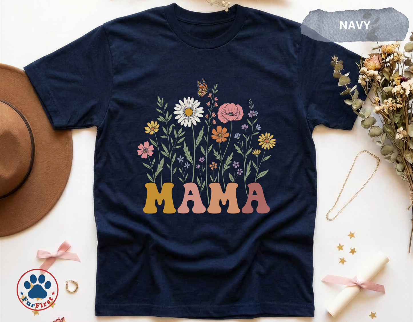 Mama Floral Shirt — Wildflower Mama Tee, Mothers Day Gift, Botanical Mama Shirt Women, Floral Mom Gift