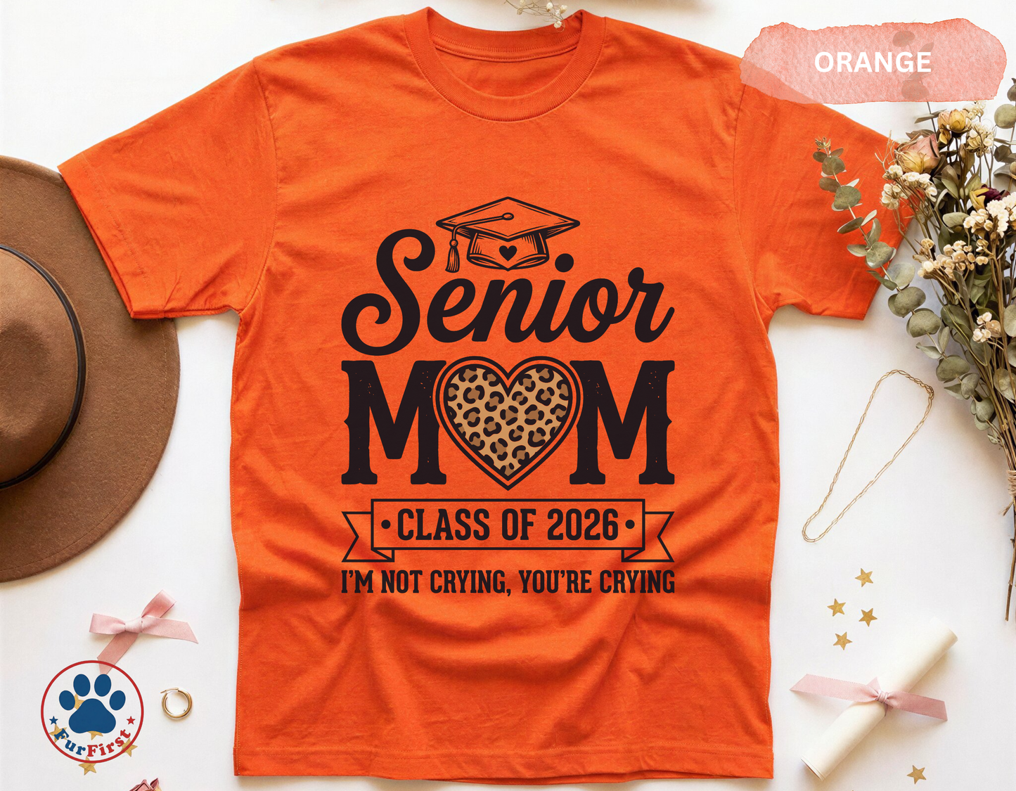 Senior Mom Shirt Class of 2026 — Funny Graduation Mom Tee, Proud Senior Mom Gift, Leopard Heart Mom Shirt