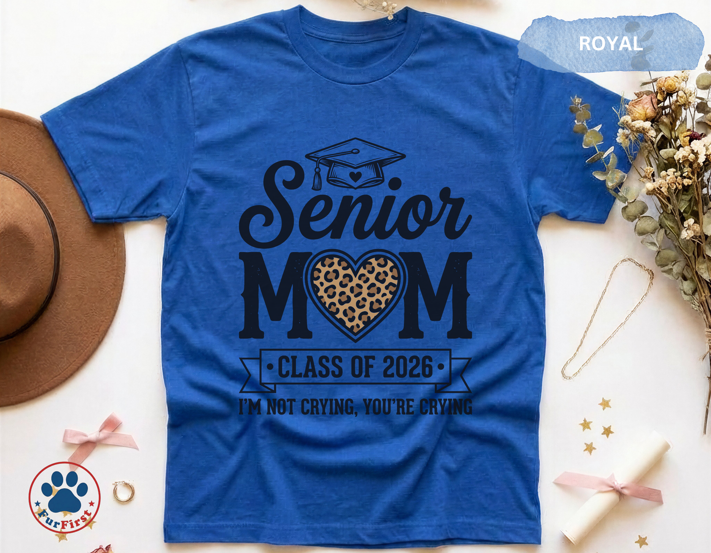 Senior Mom Shirt Class of 2026 — Funny Graduation Mom Tee, Proud Senior Mom Gift, Leopard Heart Mom Shirt